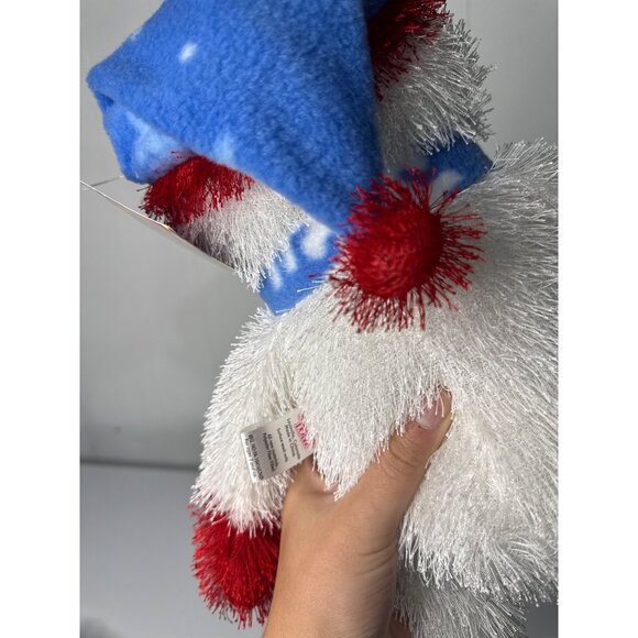 Sugar Loaf Deck The Halls Snowman Plush 12" Fuzzy Hair Blue Scarf White - Picture 5 of 6